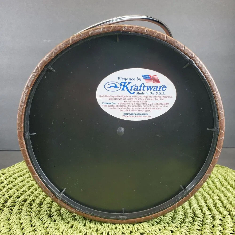 Vintage Kraftware Ice Bucket Brown Woven 7.5″ × 7.5″ Barware Cooler